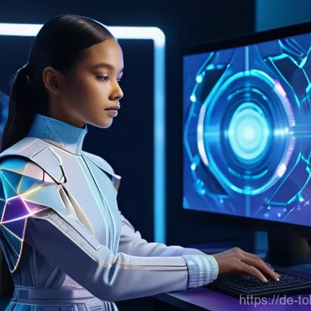 디지털 패션 NFT의 법적 이슈 - **Prompt:** A highly detailed, cinematic shot of a young, innovative female digital fashion designer...
