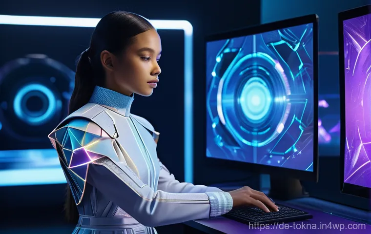 디지털 패션 NFT의 법적 이슈 - **Prompt:** A highly detailed, cinematic shot of a young, innovative female digital fashion designer...