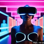 Home 19 NFT 패션의 소비 트렌드 변화 - A futuristic digital fashion runway scene in a sleek virtual reality environment, featuring diverse ...