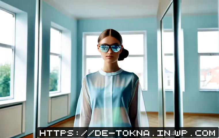 디지털 패션 NFT의 AR VR 응용 - Photorealistic modern Berlin fashion studio, stylish young adult wearing modest futuristic digital c...